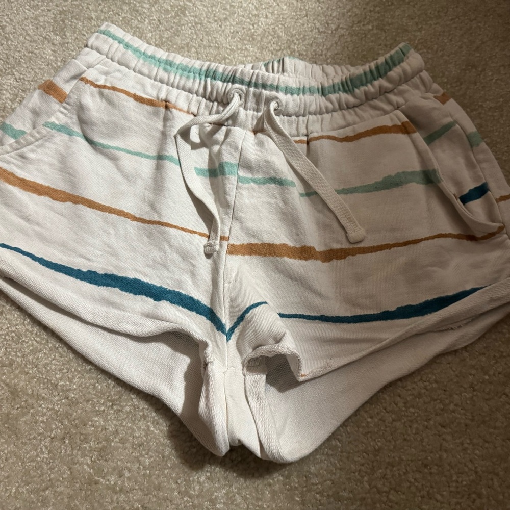Roxy White and Orange Athletic Shorts with Elastic Waistband